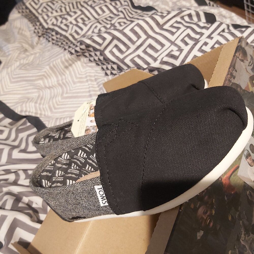 TOMS Movember Black and Grey Twill Canvas shoes.